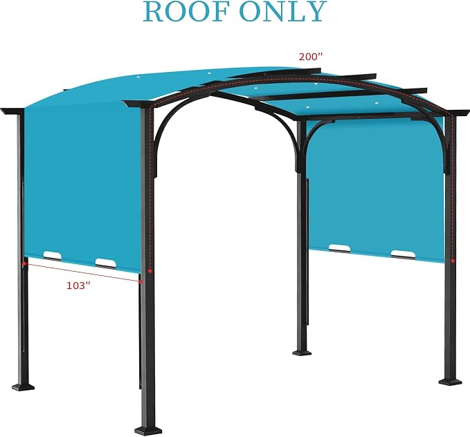 200x103 in Pergola Canopy Replacement Shade Cover Only, Turquoise | Fits 10x10 - Image 2
