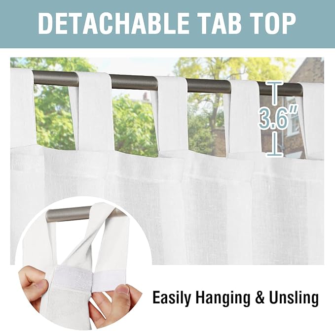 Outdoor Linen Sheer Curtains for Patio Waterproof - Image 3