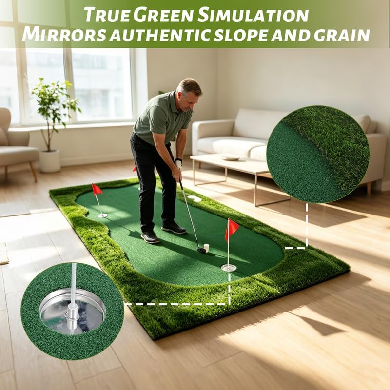 Golf Practice Mat–Indoor/Outdoor Putting Green & Hitting, 5x5/5x10/5x12 ft - Image 4