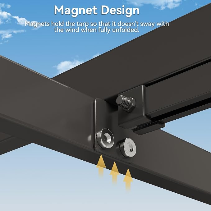 Aoxun 10'x12' Outdoor Retractable Pergola, Heavy Duty Metal Frame Pergola - Image 8