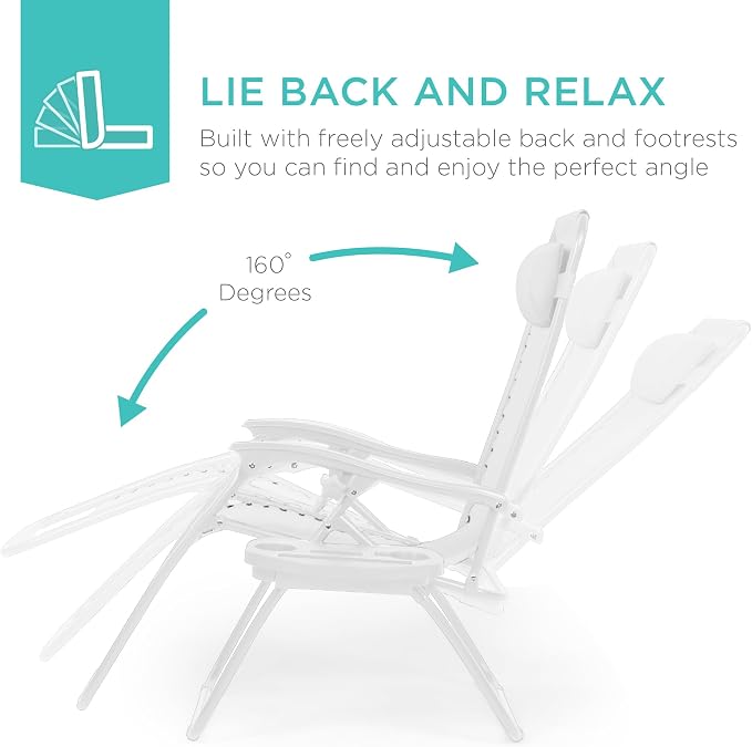 Best Choice Products Set of 2 Adjustable Steel Mesh Zero Gravity Lounge Chair - Image 4