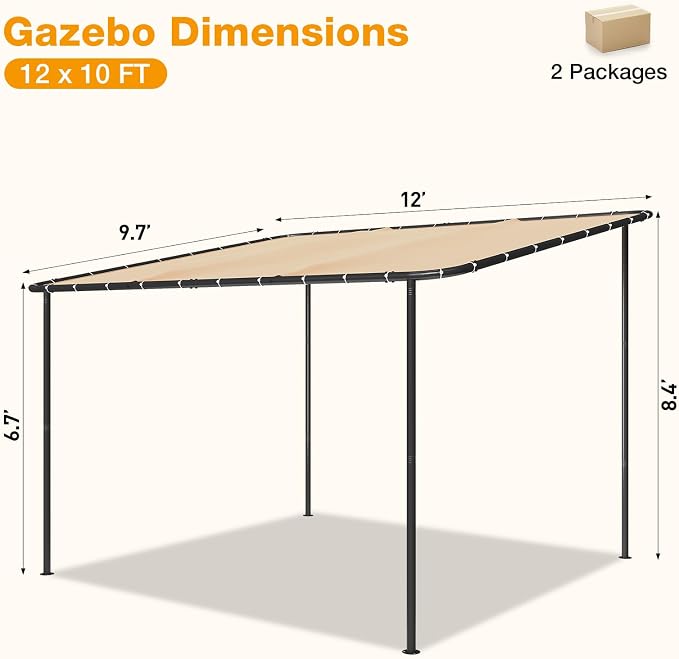 10x12 Lean to Pergola Outdoor Gazebo - Image 6