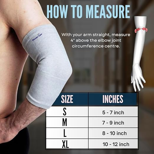 Wonder Care Bamboo Elbow Support Compression Sleeve for Tennis, Golf Elbow, Joint Pain Relief, White, Pack of 2 (Large)