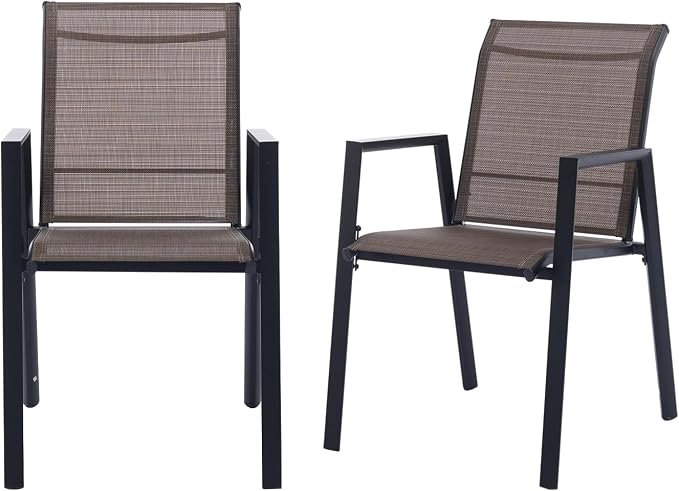 Outdoor Patio Chairs Set of 2, Mocha Stackable Outdoor Chairs, Lightweight - Image 7