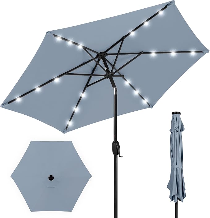 Best Choice Products 7.5ft Solar Umbrella LED Lighted Patio Umbrella, Table by Unknown