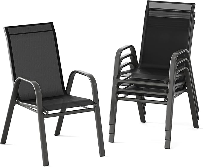 Garvee Patio Chairs Set of 4, Stackable Chairs by Garvee