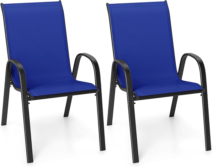 Tangkula Patio Dining Chairs Set of 2, Outdoor Stackable All Weather Heavy Duty by TANGKULA