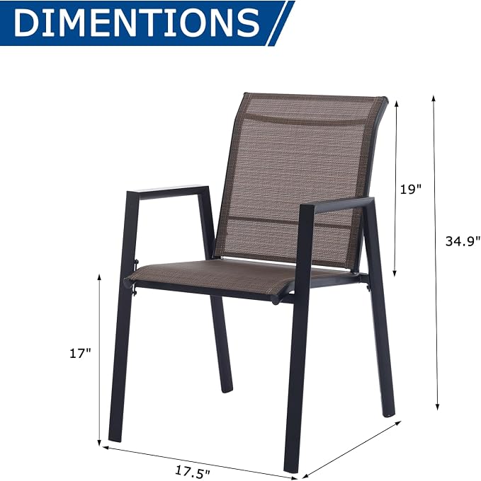 Outdoor Patio Chairs Set of 8, Mocha Stackable Outdoor Chairs, Lightweight - Image 6
