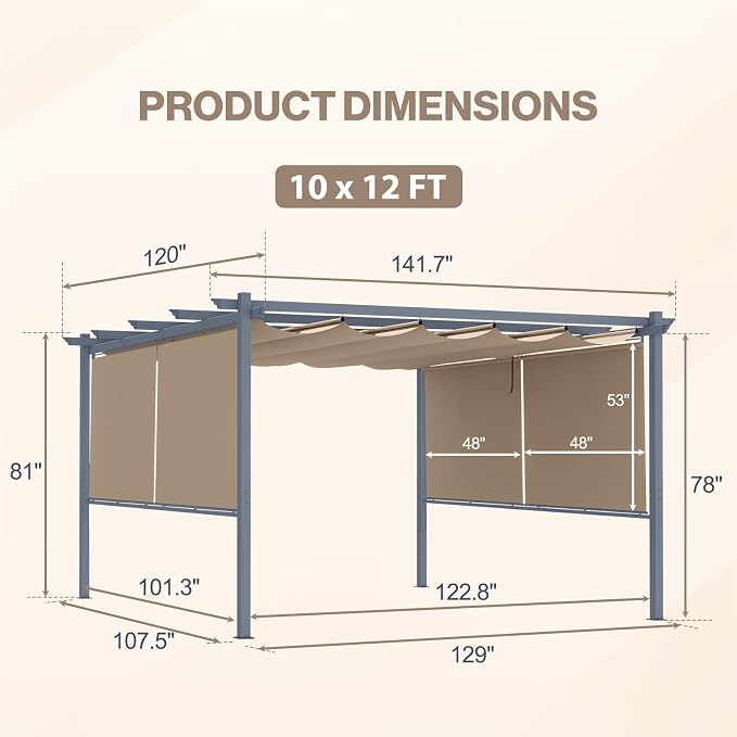 10 x 12 ft Outdoor Pergola - Image 3