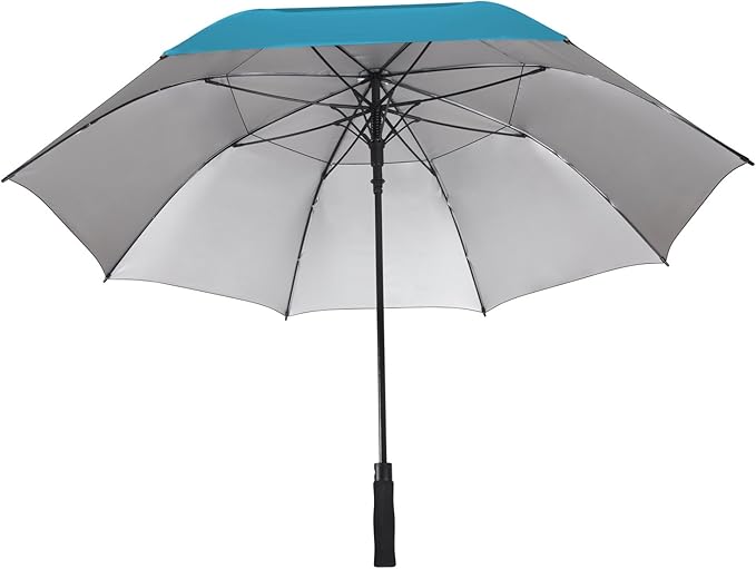 ZEKAR 54/62/68 inch Windproof Large Vented UV Protection and Classic Pongee Fabric Golf Umbrella, Double Canopy Rain and Sun Oversized Stick Umbrellas (Aqua-blue, 68”-Pack of 2)