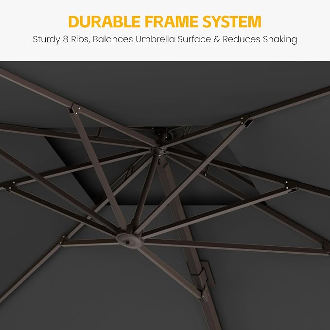10x10 FT Patio Cantilever Umbrella, Rectangular Heavy Duty Offset Umbrella - Image 4