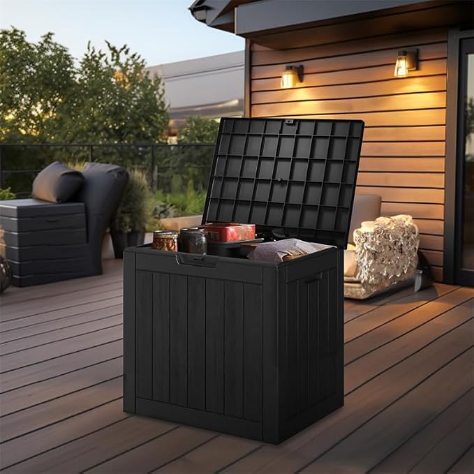 PatioZen 35 Gallon Deck Box Outdoor, Weatherproof Resin Patio Storage Box - Image 6