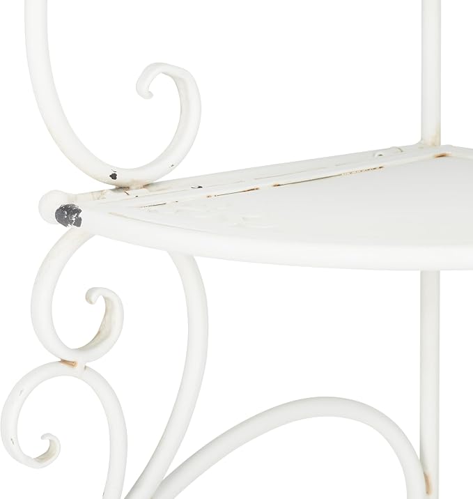 SAFAVIEH Outdoor Collection Turuca Antique White Wrought Iron 4-Tier Corner - Image 3