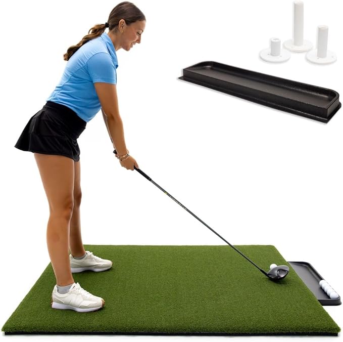 Dura-Pro Premium Turf Indoor/Outdoor Golf Mat. Bonus Tray + 3 Tees