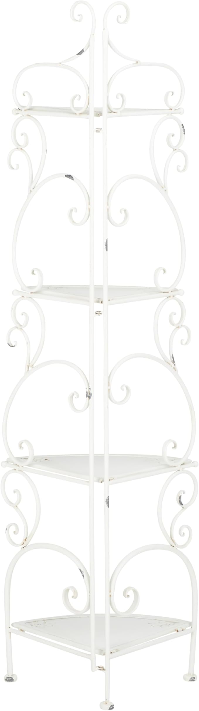 SAFAVIEH Outdoor Collection Turuca Antique White Wrought Iron 4-Tier Corner - Image 4