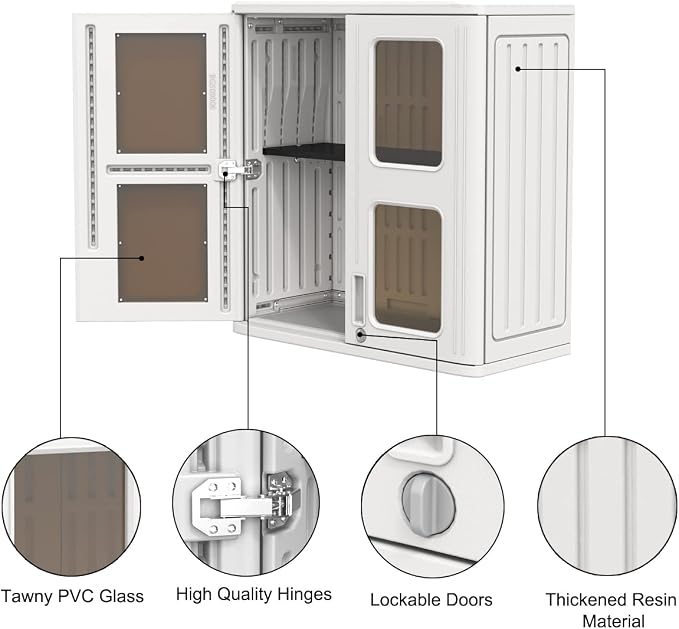 Outdoor Storage Cabinet Waterproof, Resin Garage and Laundry Room Wall Mounted - Image 3
