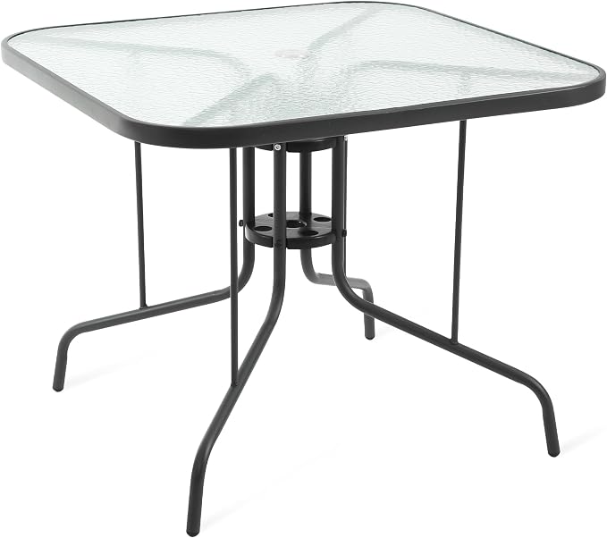 Patio Dining Table for 4 with Umbrella Hole | Outdoor 5 Piece Dining Set 36" x by Villeston