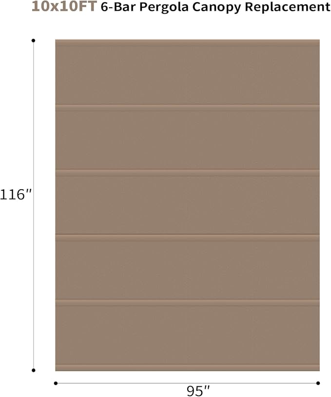 Mrsenloi 10 x 10 Pergola Shade Cover Replacement, Top Only, Retractable Sun - Image 3
