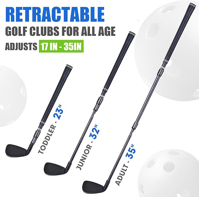 Plastic Golf Club Collapsible - Right Hand for Game & Travel, Golf Chiper Game Club for Junior, Adults Indoor Outdoor Golf Training Bucket Pong Velcro Games for Family, Hit Plastic Foam Balls -1PCS