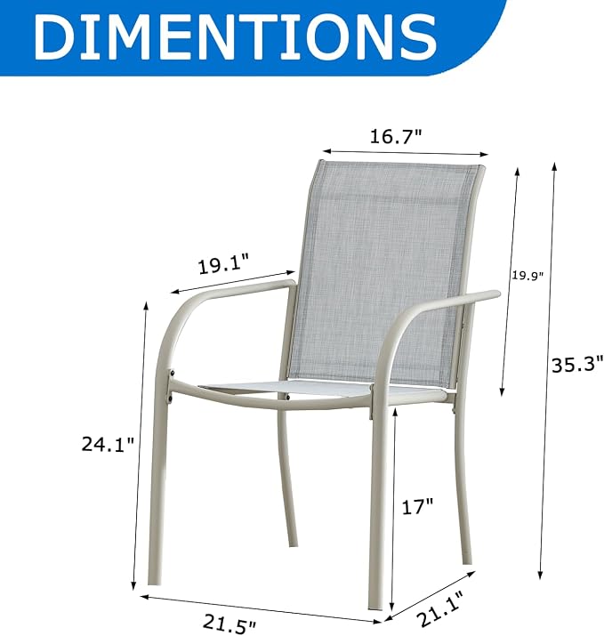Outdoor Dining Chairs Set of 2, Stackable Patio Chairs - Image 2
