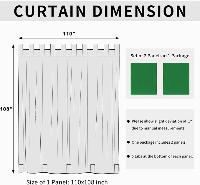 Easy-Going Outdoor Patio Curtains 2 Panels, 110x108 inch, Porch and Pergola - Image 6