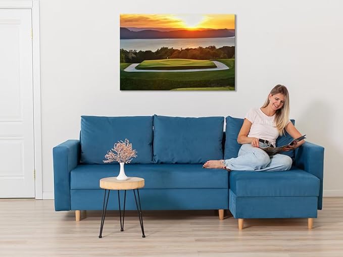 chenchenArt Sleepy Hollow 16 Hole Golf Course Wall Art for Living Room Bedroom Bathroom Home Decorations Sleepy Hollow Golf Course Picture Poster Canvas Prints Framed Ready to Hang(28''H x 44''W)