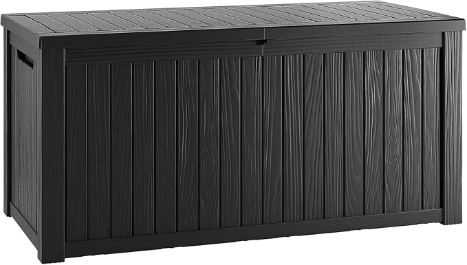 Outdoor Storage Box, 150 Gallon Waterproof Deck Box, Piston-Assisted Resin Trunk by GraceYourYard