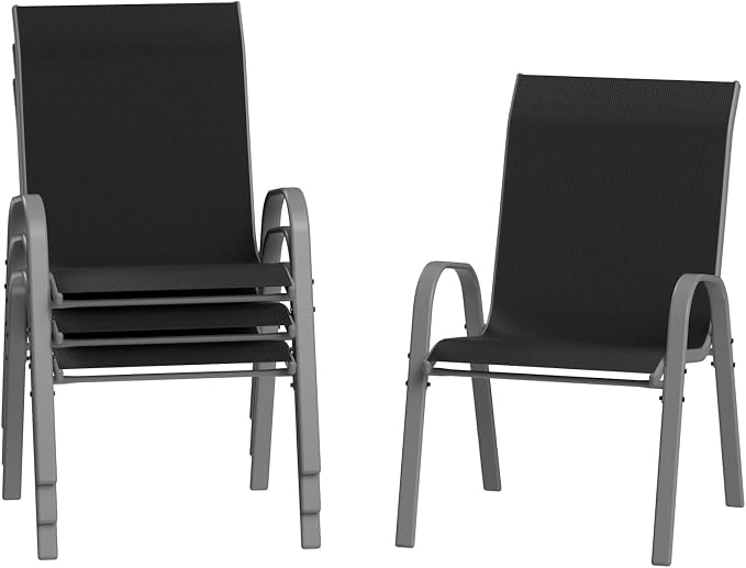 Amopatio Patio Chairs Set of 4, Outdoor Stackable Dining Chairs by Amopatio