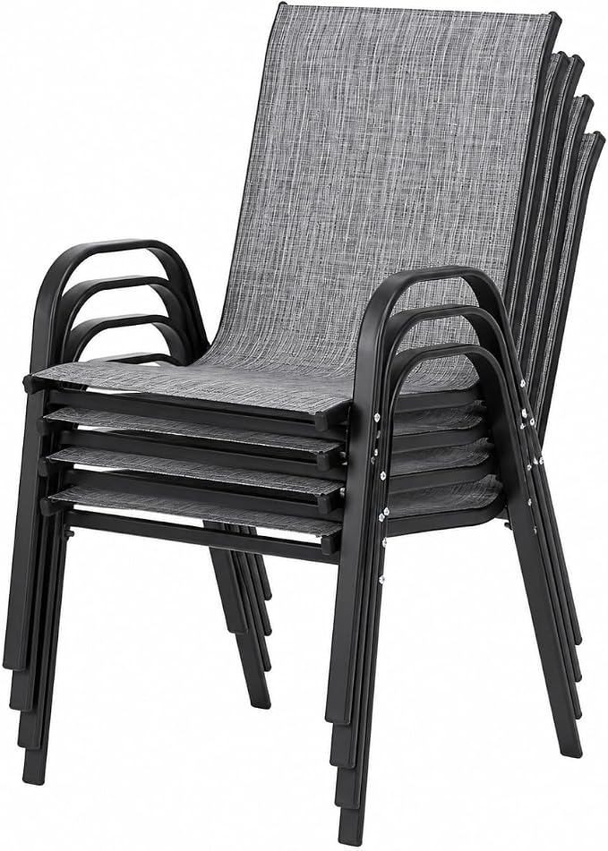 Patio Chairs Set of 4, Stacking Patio Chairs - Image 9