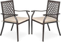 Patio Stackable Dining Chairs Set of 2, Outdoor Metal High Back Chairs Set by Aoodor