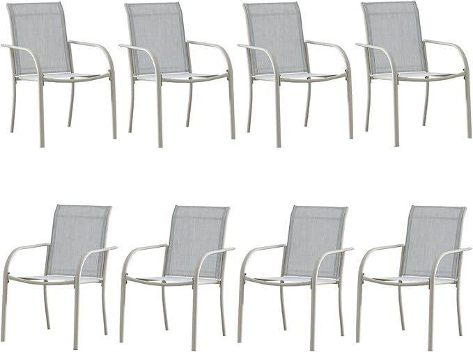 Outdoor Dining Chairs Set of 8, Stackable Patio Chairs by Seekverse