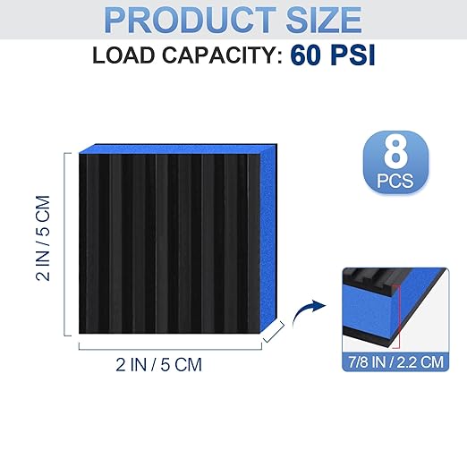ToLanbbt 8 Pack Anti Vibration Pads for Washing Machine 2"x2", 7/8"T EVA Mechanical Damping Vibrating Sound Isolation Pad Rubber Isolator Mat for Compressor, Air Conditioner, Washer, Dryer, Treadmill