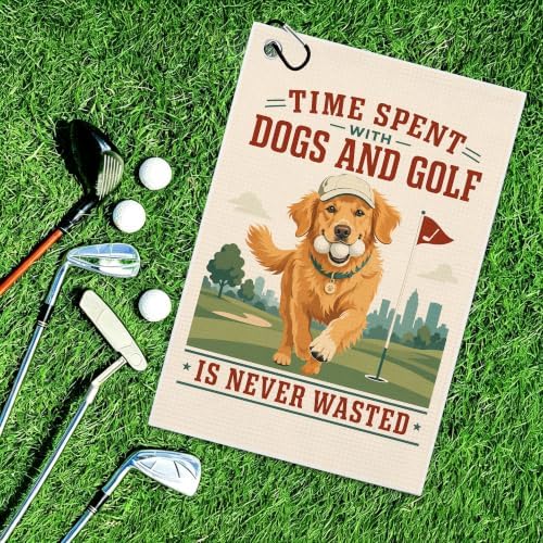 Cute Dog Golf Towel with Bag Clip, Gift - Image 6