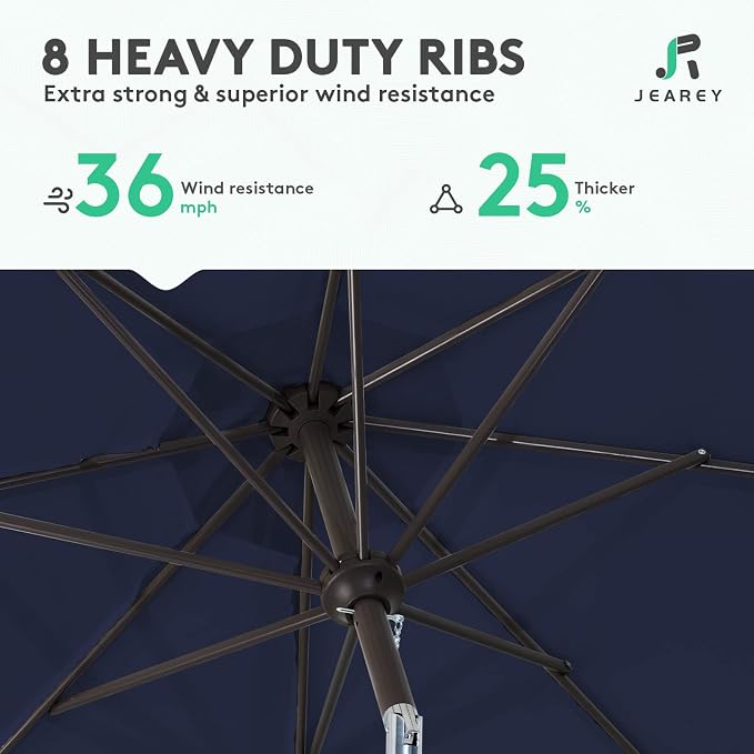 JEAREY 9FT Outdoor Patio Umbrella, Market Umbrella - Image 5