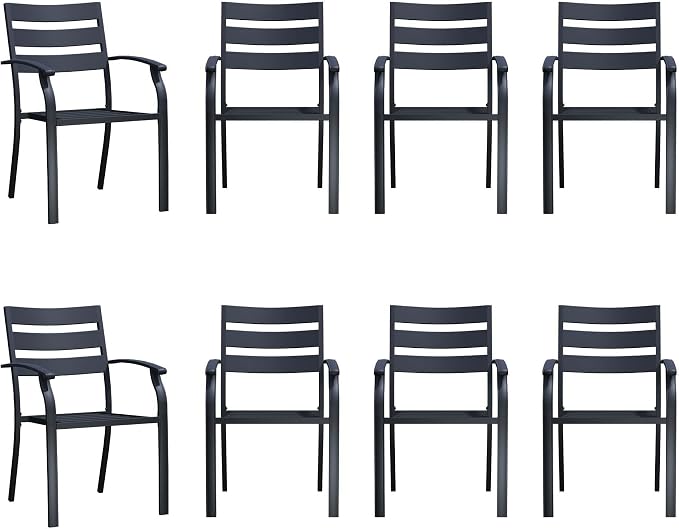 Patio Dining Chairs Set of 8, Metal Patio Furniture Set by Home