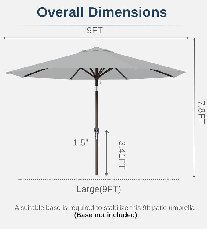 9FT Auto-Tilt Patio Umbrella|Outdoor Market Table Umbrella - Image 7