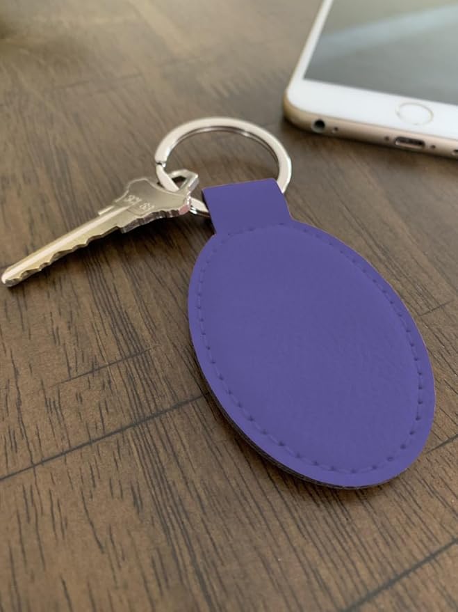 LaserGram Oval Keychain, Off Road Racer, Personalized Engraving Included (Dark Purple)