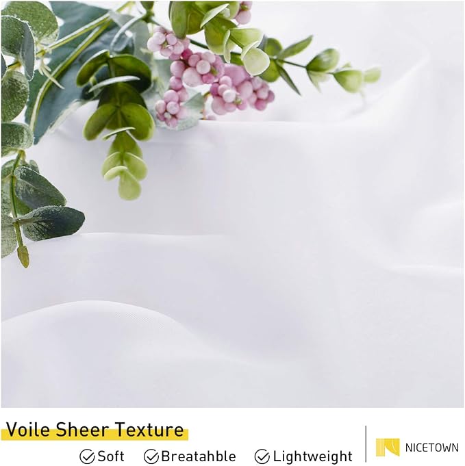 NICETOWN 2 Panels White Sheer Outdoor Curtains - Image 5