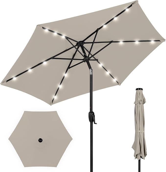 Best Choice Products 7.5ft Solar Umbrella LED Lighted Patio Umbrella, Table by Unknown