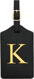 Luggage Tag PU Leather for Suitcase Baggage Handbag Travel Bag Label Suitcase Tag Label Tag w. Name Card & Privacy Cover (K)
