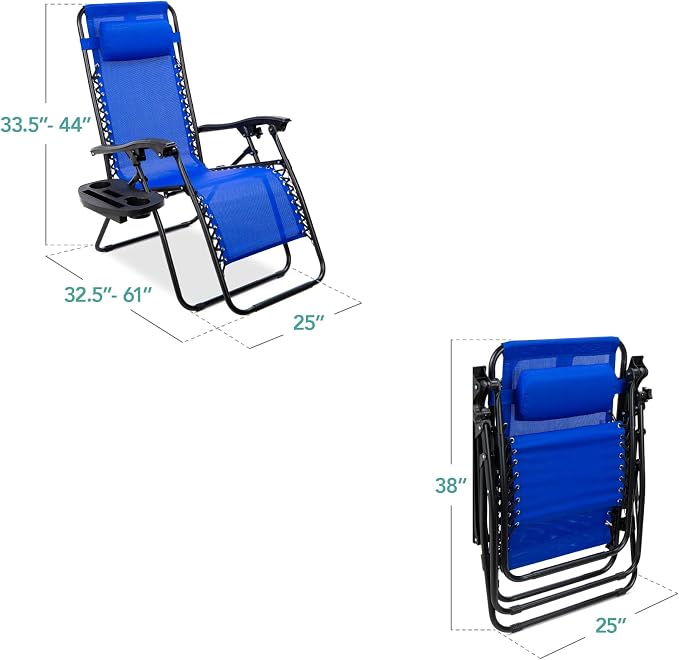 Best Choice Products Set of 2 Adjustable Steel Mesh Zero Gravity Lounge Chair - Image 3