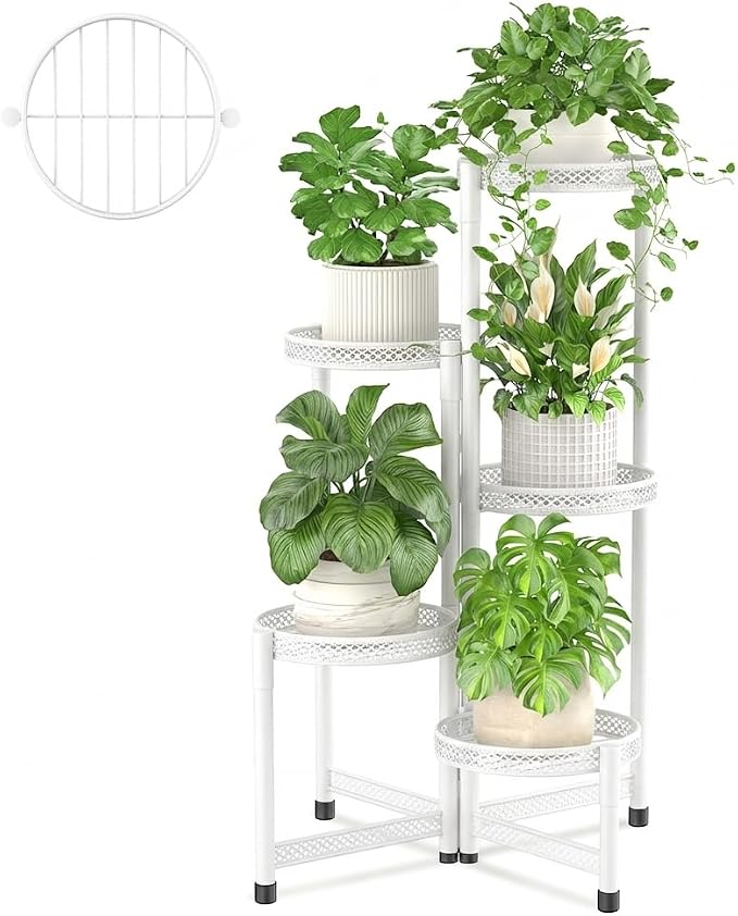 iDavosic.ly Plant Stand Indoor Outdoor, 5 Tier Iron Corner Shelf, Folding Multi by iDavosicly