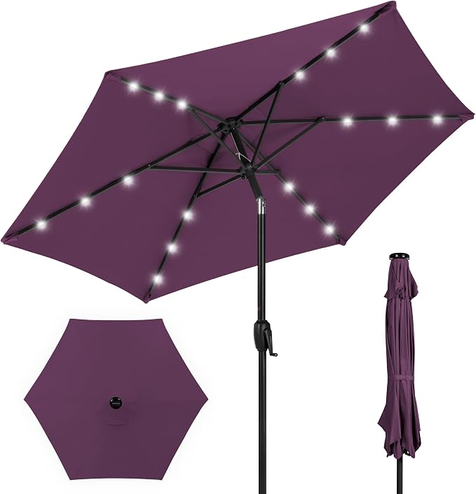 Best Choice Products 7.5ft Solar Umbrella LED Lighted Patio Umbrella, Table by Unknown