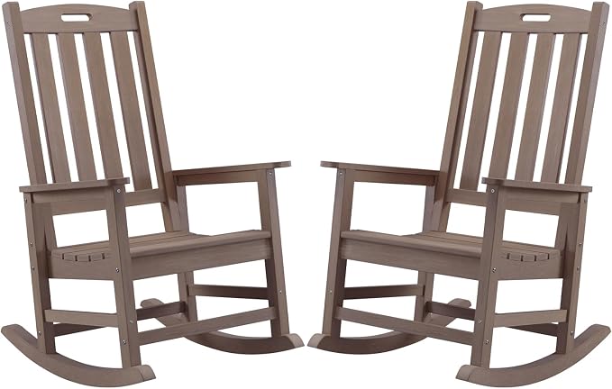 Outdoor Rocking Chairs Set of 2, Oversized Porch Rocker | Weather Resistant by PsilvamGardenFurniture