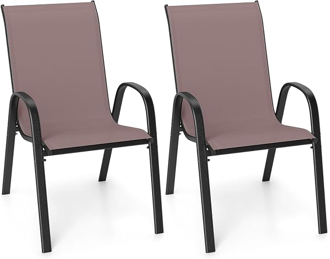 Tangkula Patio Dining Chairs Set of 2, Outdoor Stackable All Weather Heavy Duty by TANGKULA