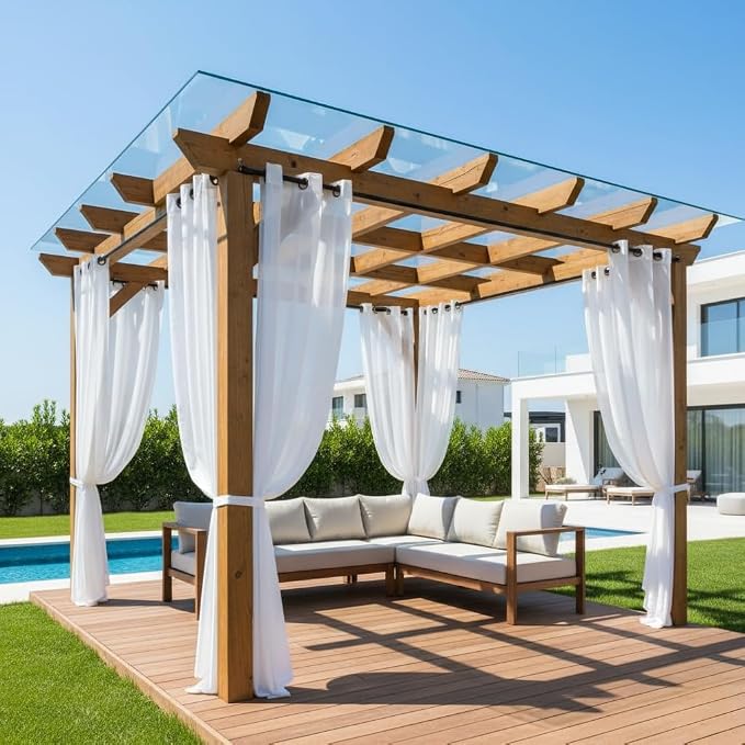 Semi Voile White Sheer Outdoor Curtains by HolidayIdeas