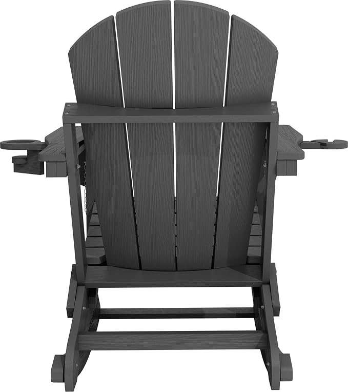 Adirondack Rocking Chair with Ottoman and Cup Holders | HDPE Porch Rocker - Image 9