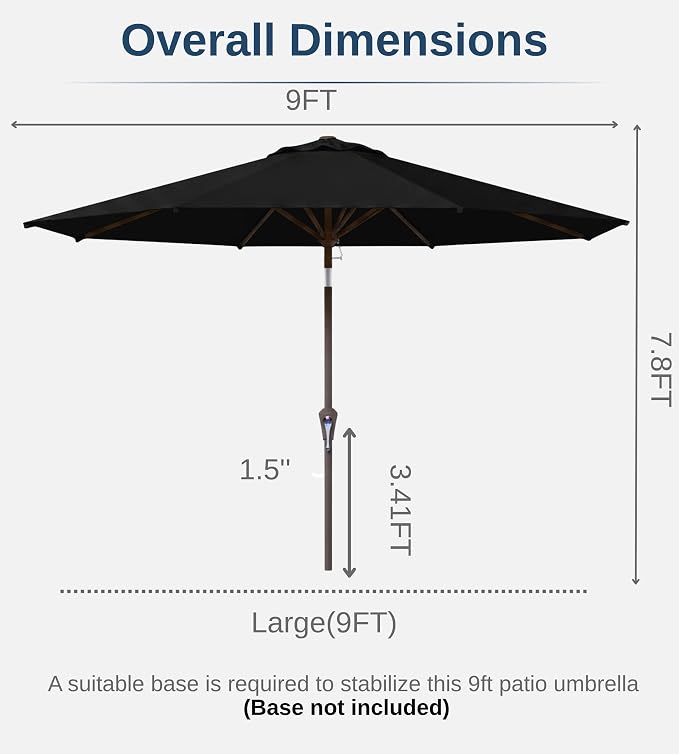 9FT Auto-Tilt Patio Umbrella|Outdoor Market Table Umbrella - Image 7