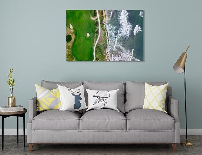 Half Moon Bay Golf Links in San Francisco California Wall Art for Office Living Room Bedroom Bathroom Wall Decor Golf Picture Poster Framed Artwork Canvas Prints Ready to Hang(12''H x 16''W)