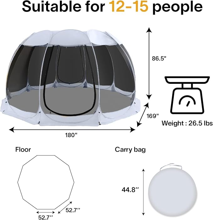 Alvantor Pop Up Screen House Tent, Instant Outdoor Gazebo - Image 8
